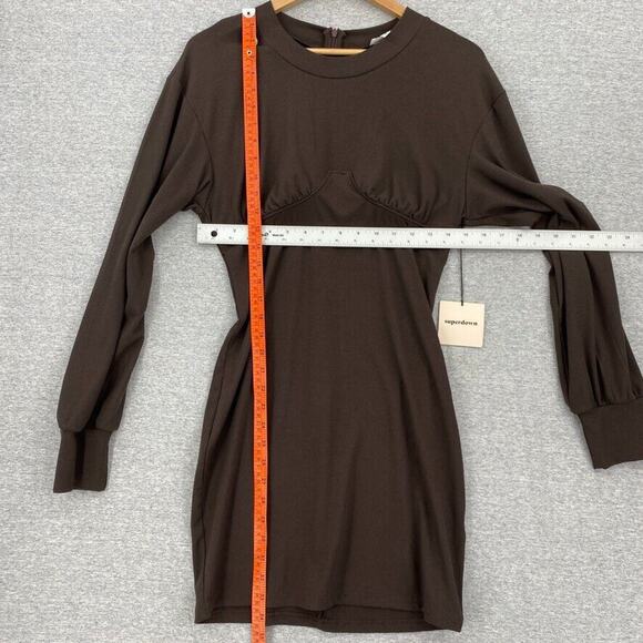 Superdown Dress Womens Medium Brown Ribbed Ruched Bodice With Underwire NEW - Picture 14 of 16